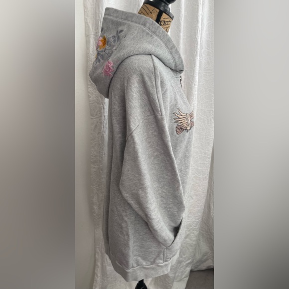 Golden by TNA Aritzia Embroidered French Terry Zip-Front Oversized Hoodie Size M - Picture 7 of 13